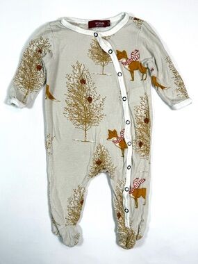 MILKBARN Unisex Baby Footed Sleeper 0-3 Months Fox Woodland Winter Forest Bamboo